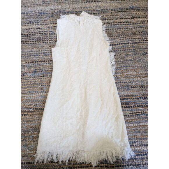 Penny Lane Coat Oatmeal Fuzzy Open Vest Sleeveless Women's S Festival Coquette - Picture 9 of 10